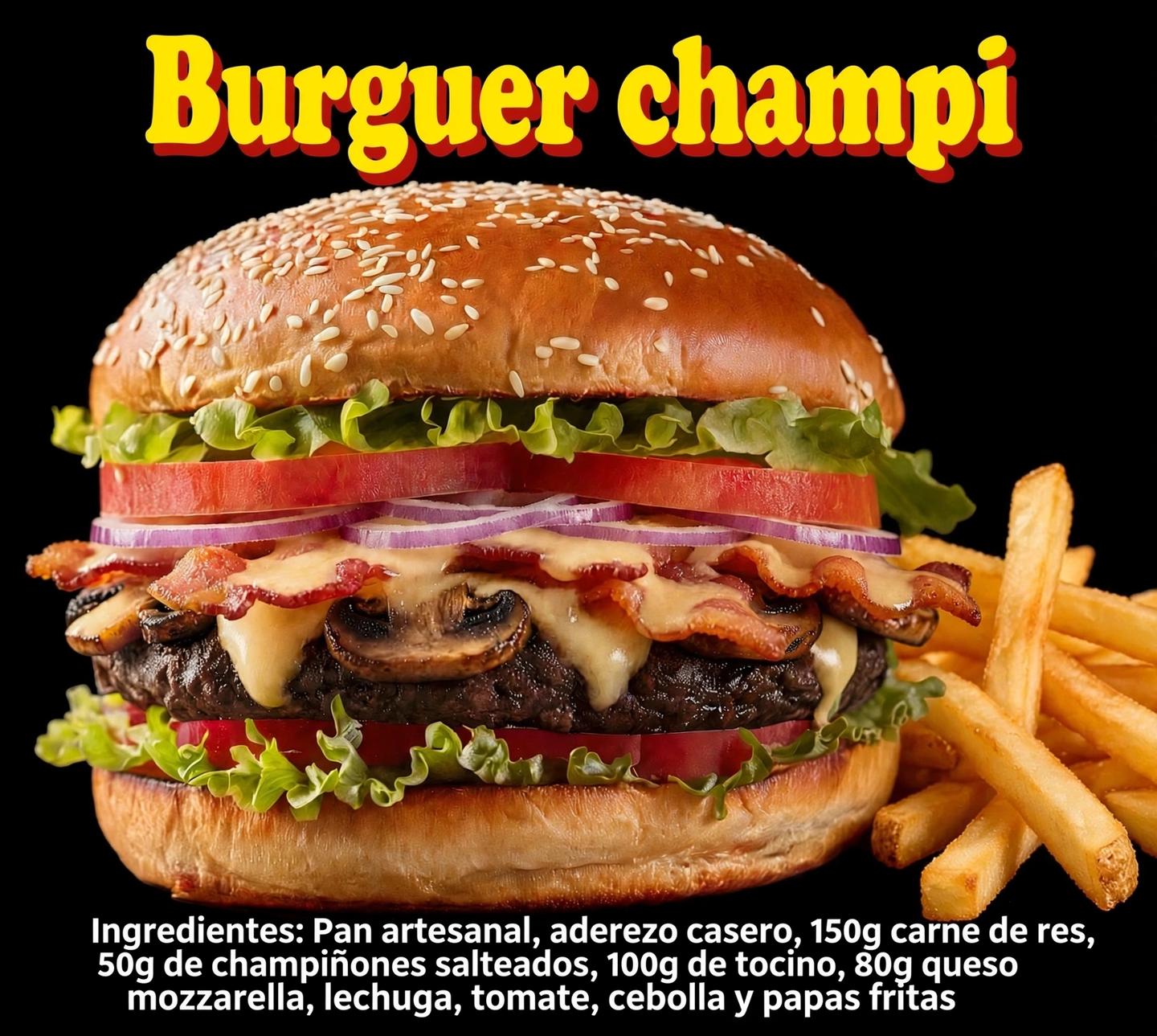 Burguer Champi Con Papas Fritas 