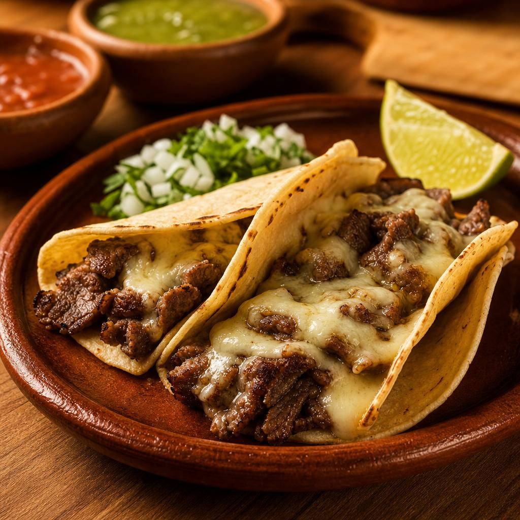 TACO DE BISTEC CON QUESO