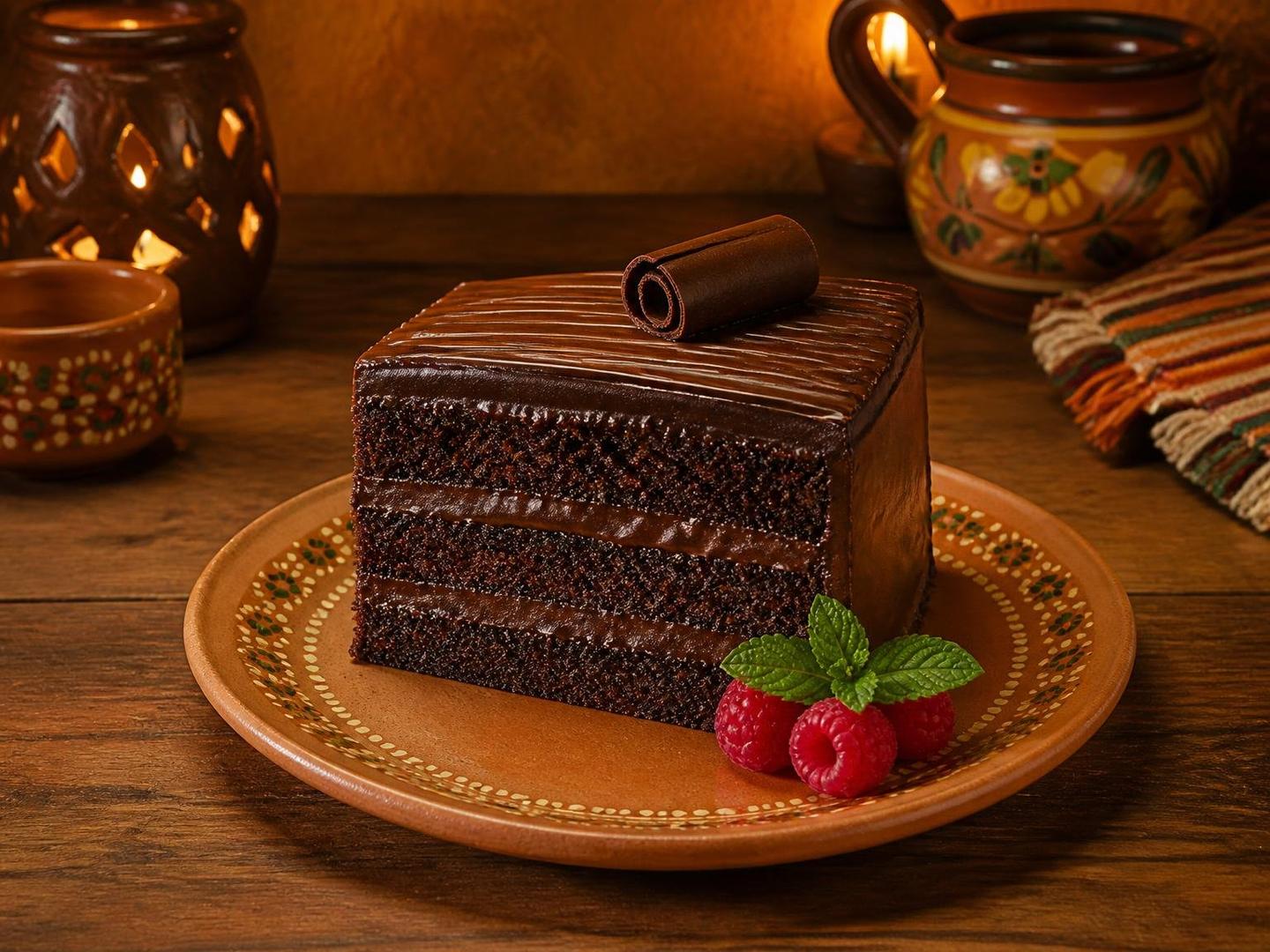 Rebanada de pastel de chocolate
