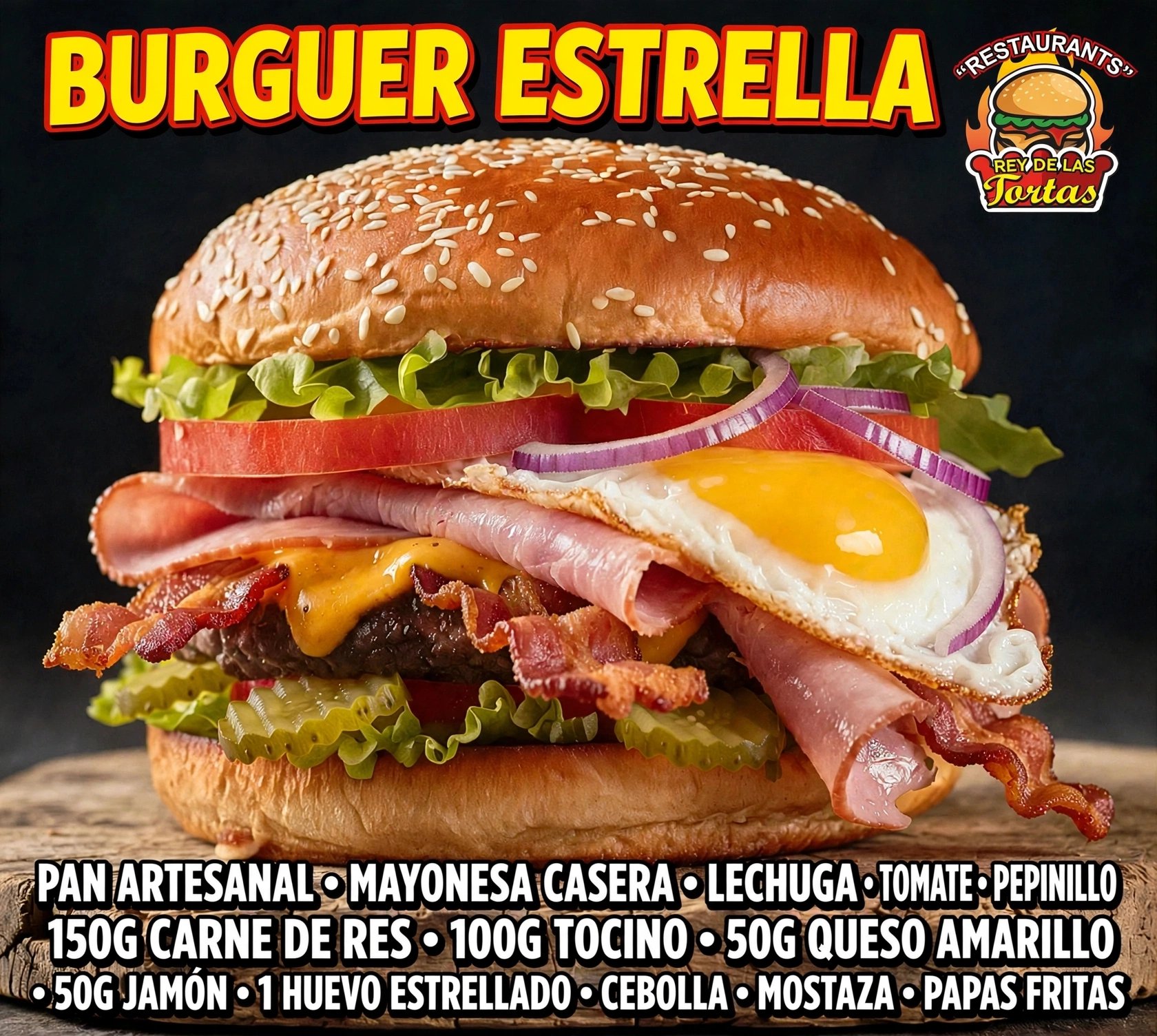 Burguer Estrella Con Papas Fritas 