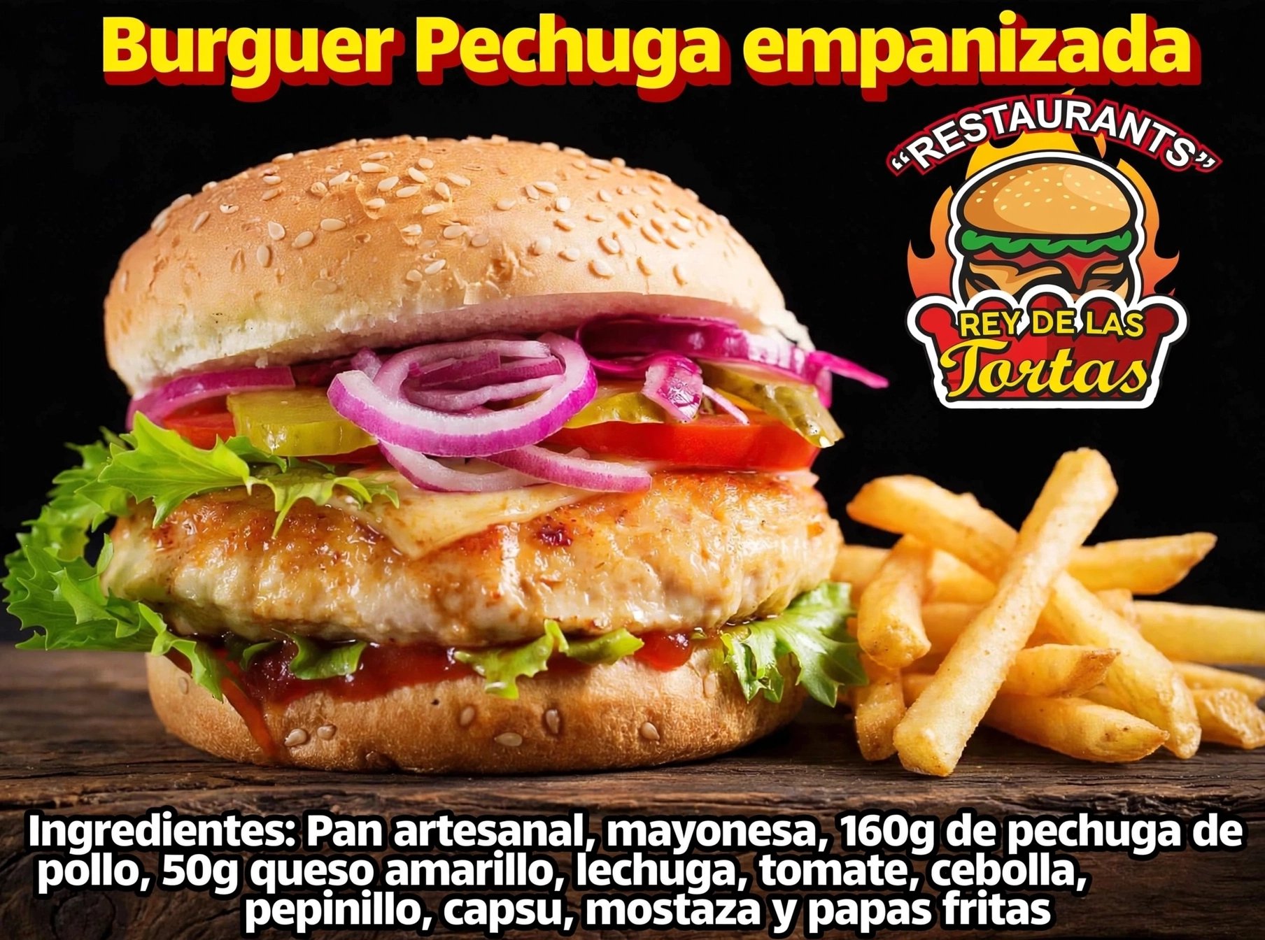 Burguer Pechuga Con Papas Fritas 