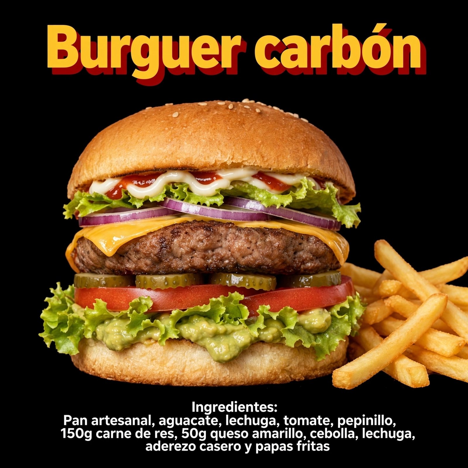 Burguer Carbón Con Papas Fritas 