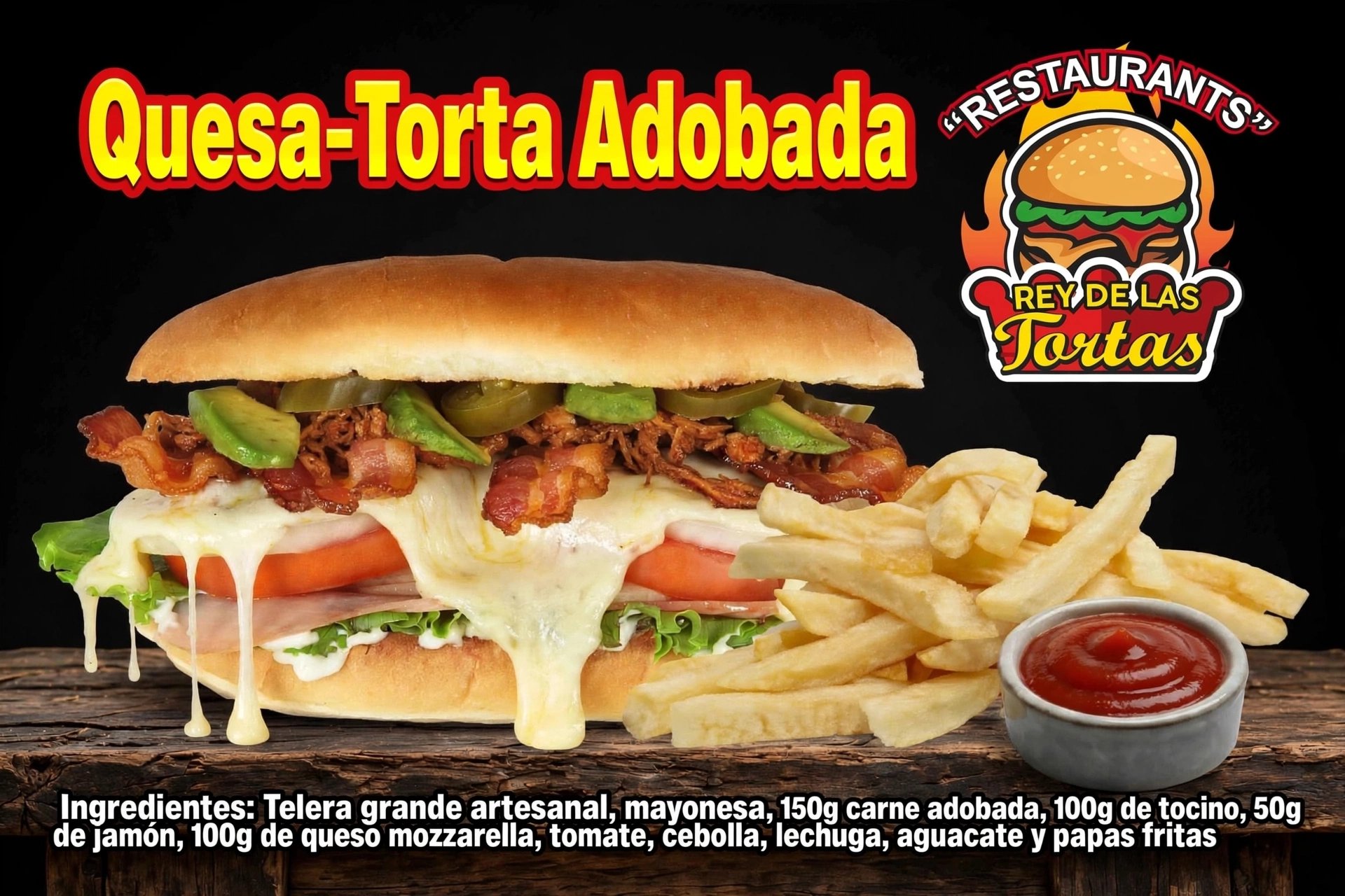 QUESA-TORTA ADOBADA CON PAPAS FRITAS 