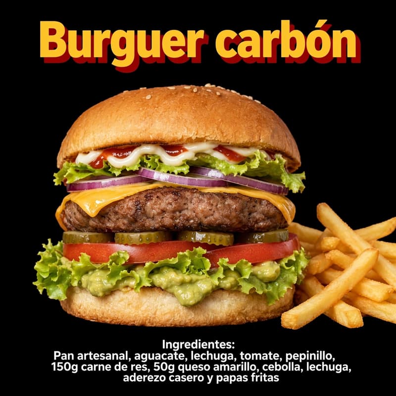 Burguer Carbón Con Papas Fritas 