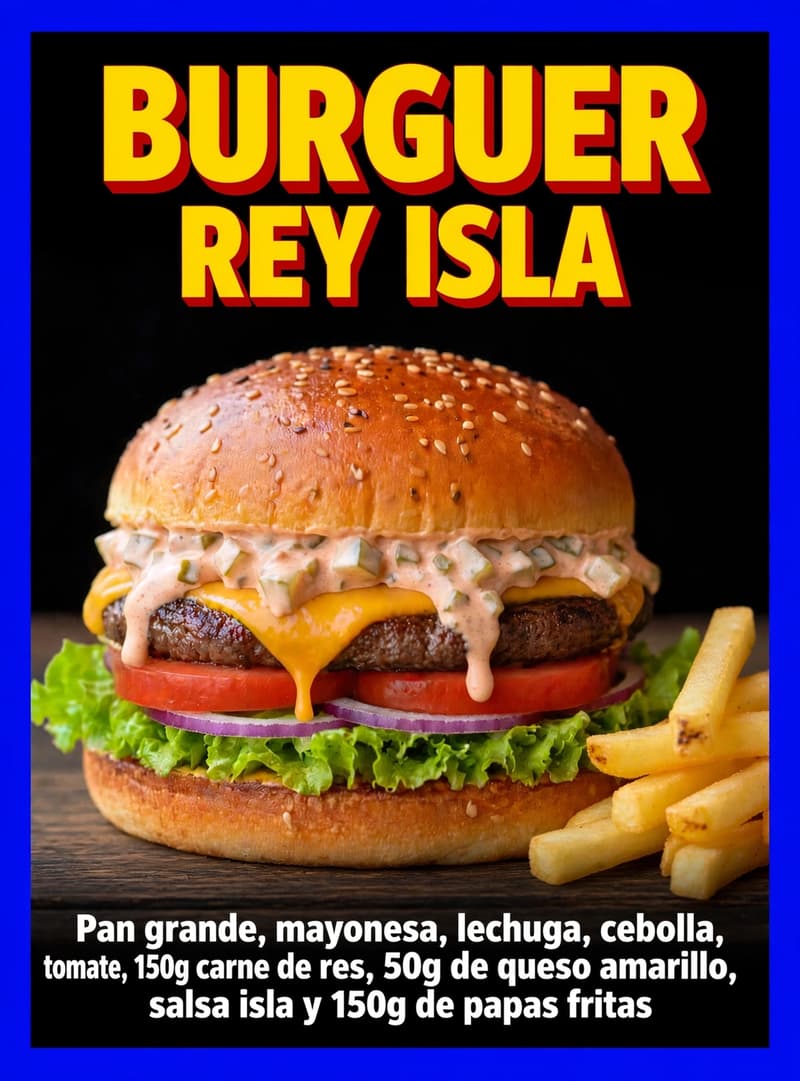 Burguer Rey Isla Con Papas Fritas 