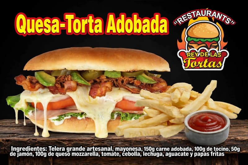 QUESA-TORTA ADOBADA CON PAPAS FRITAS 