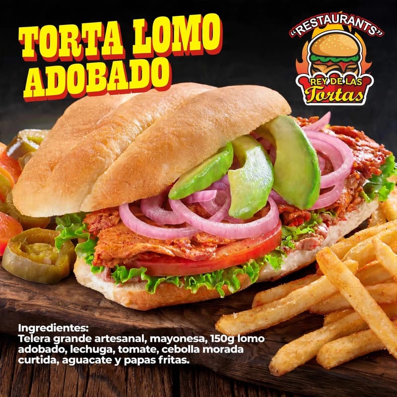TORTA DE LOMO ADOBADO CON PAPAS FRITAS 