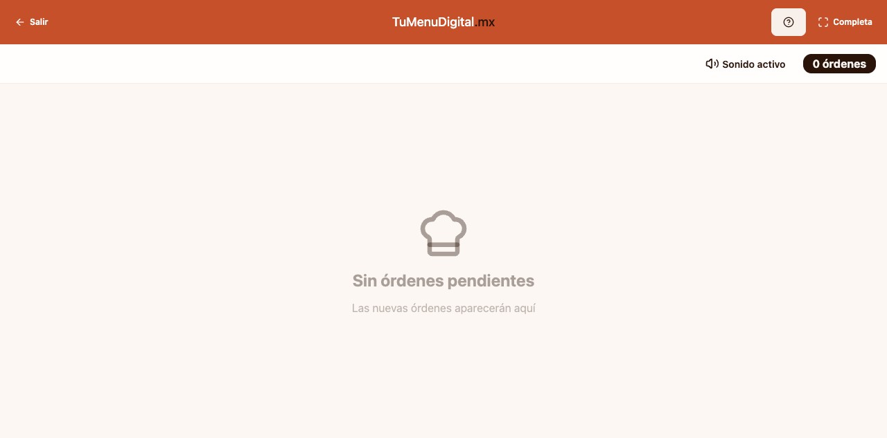 Pantalla de cocina KDS de TuMenuDigital