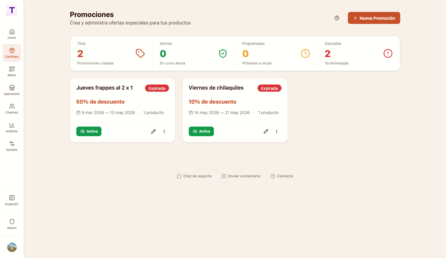 Promociones automáticas en cada pedido
